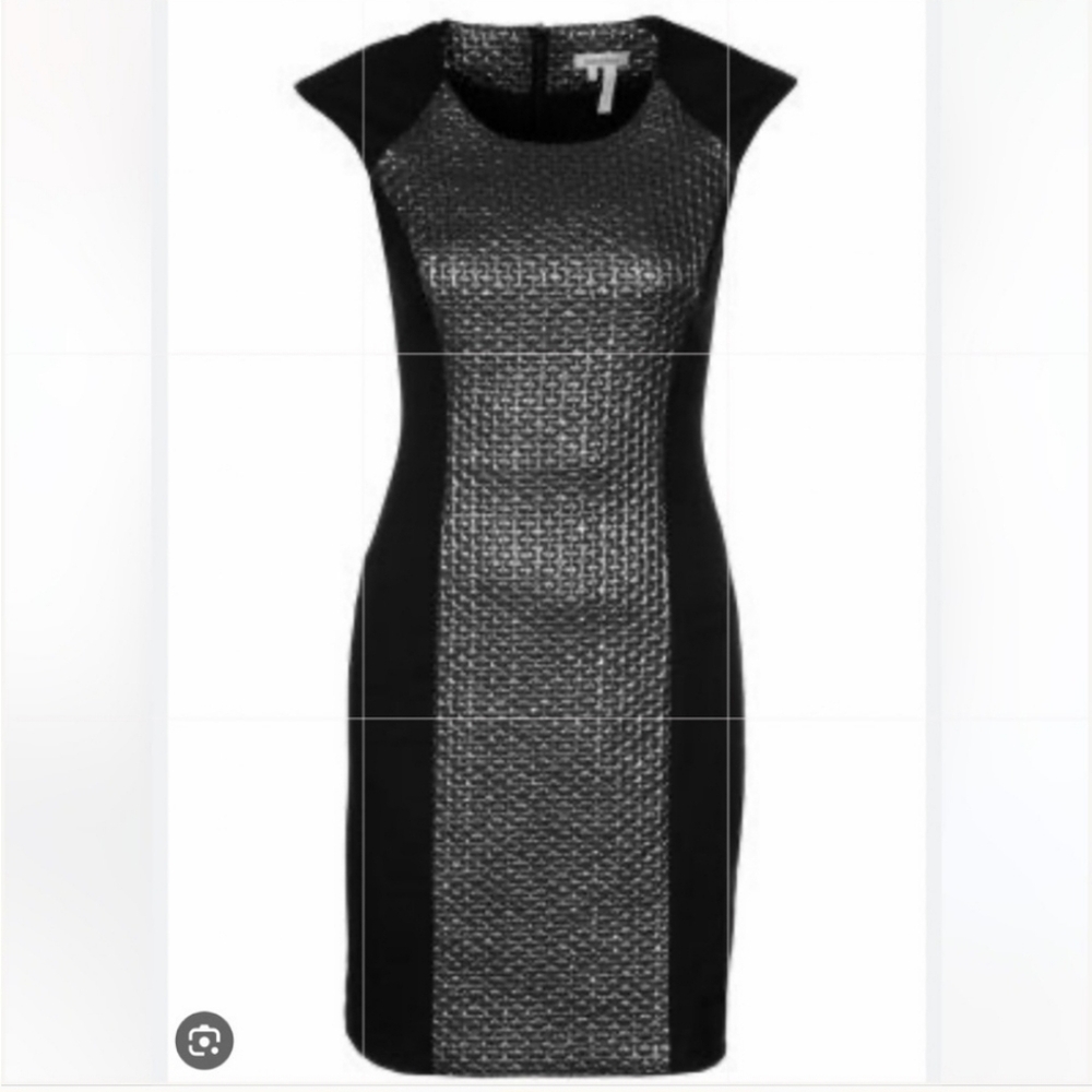 Manoukian BLACK SILVER Metallic Cocktail Party dress. SZ small